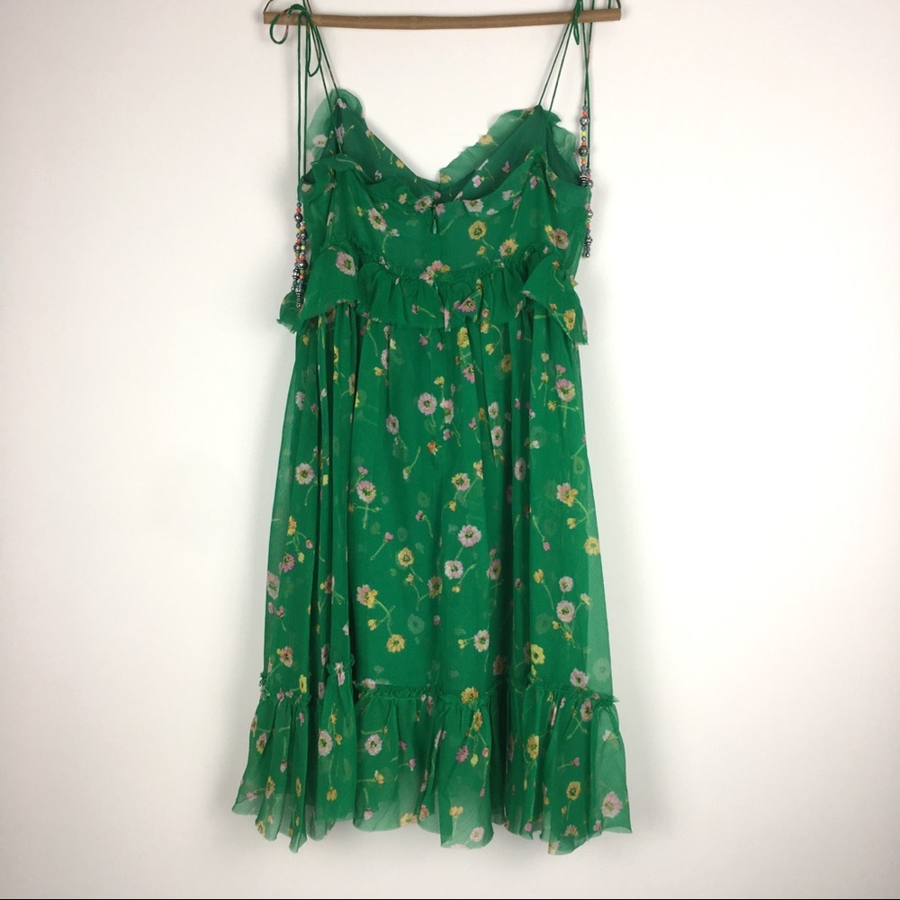 The Kooples green silk floral beaded dress NEW - Picture 2 of 7
